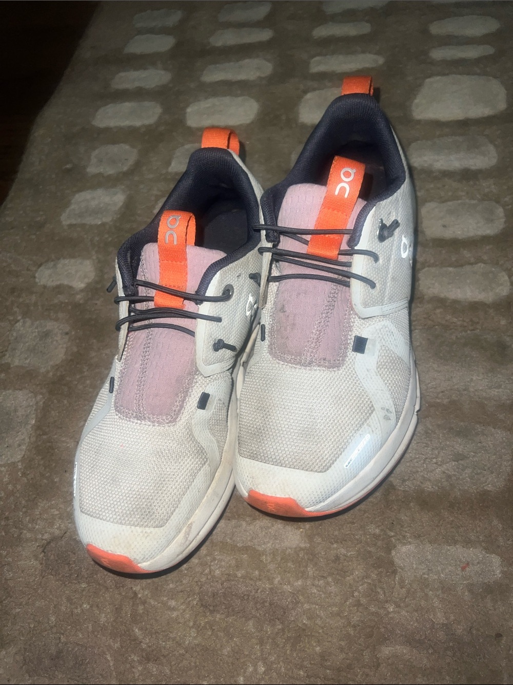 On Running Kids Neutral Mesh Sneakers with Orange Accents